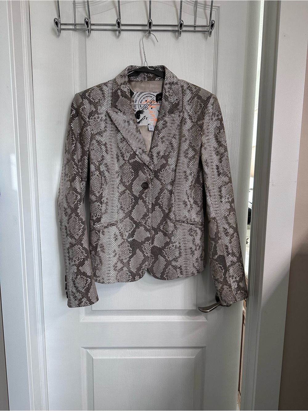 Danier Taupe Snake-Print Tailored Blazer and skirt